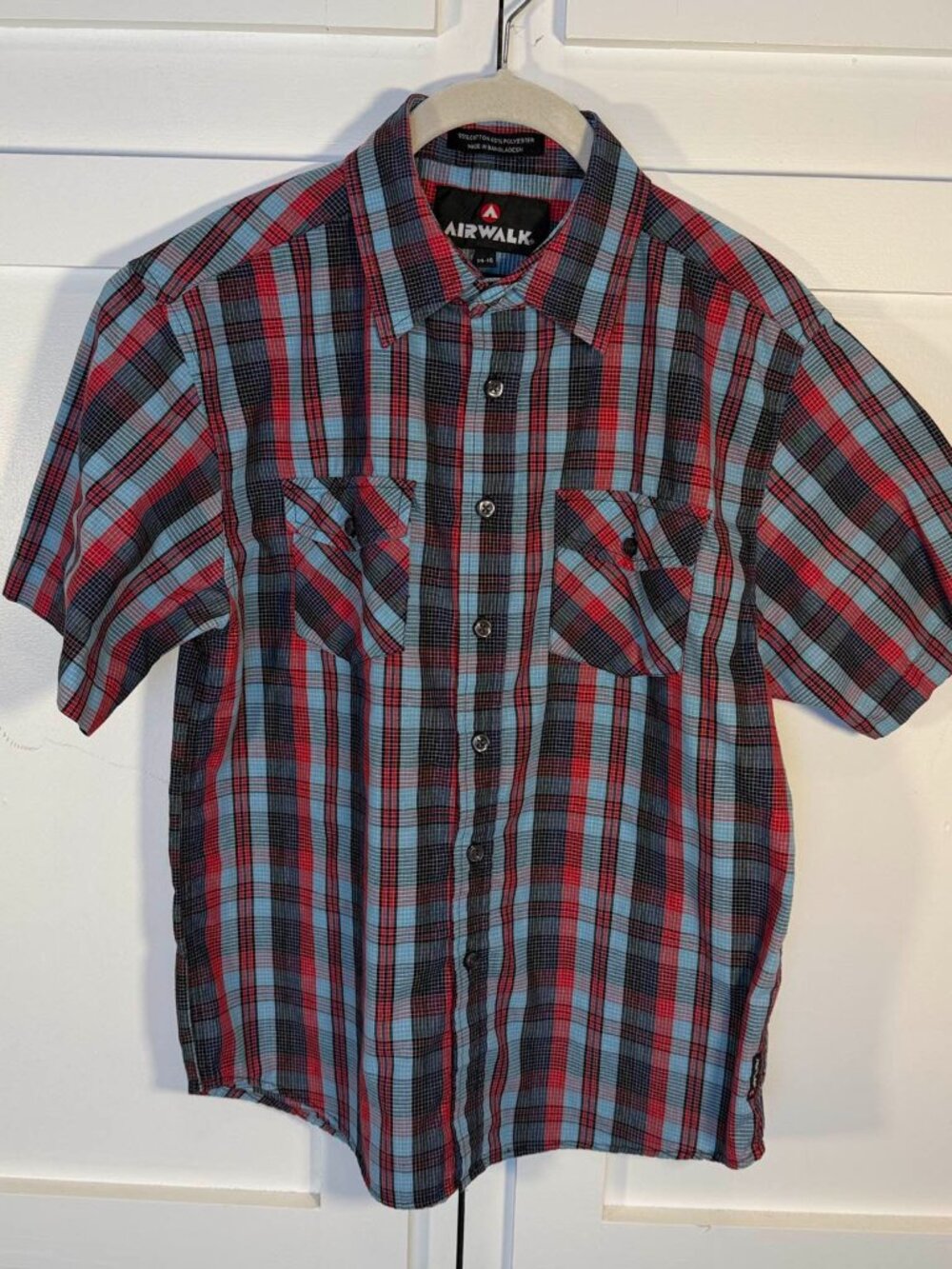 Airwalk Red Blue Plaid Men's Shirt Size 14-16